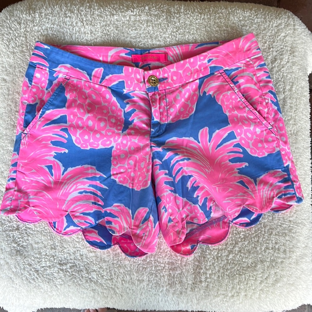 Lilly Pulitzer Pink and Blue Scalloped Shorts